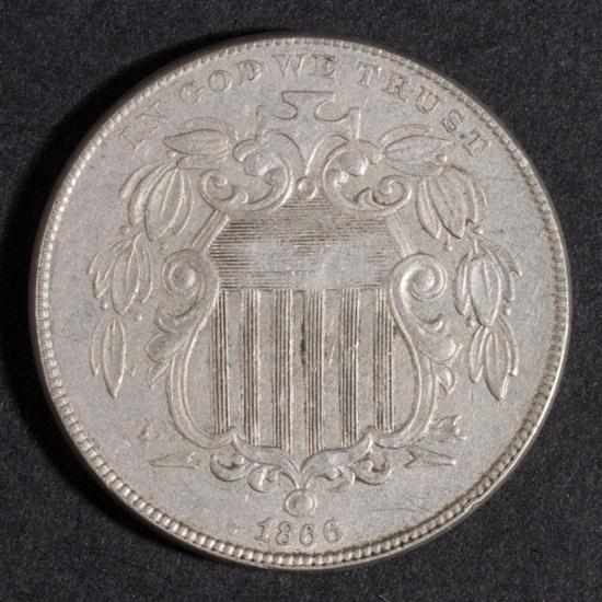 Appraisal: United States shield type nickel five-cent piece AU- planchet flaw