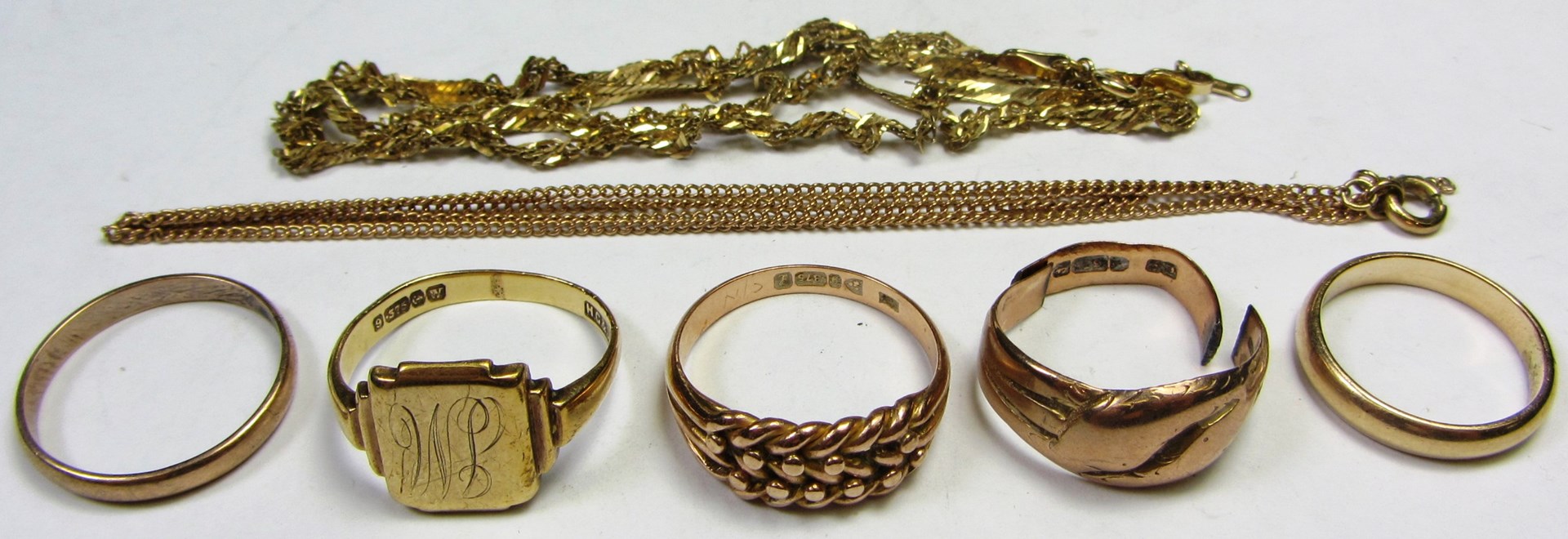 Appraisal: Mostly ct gold jewellery comprising a signet ring two wedding