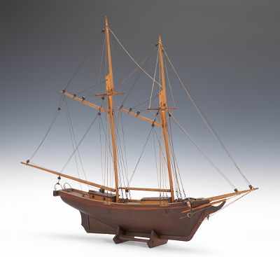 Appraisal: A Model Wood Schooner Constructed in wood two-masted schooner with