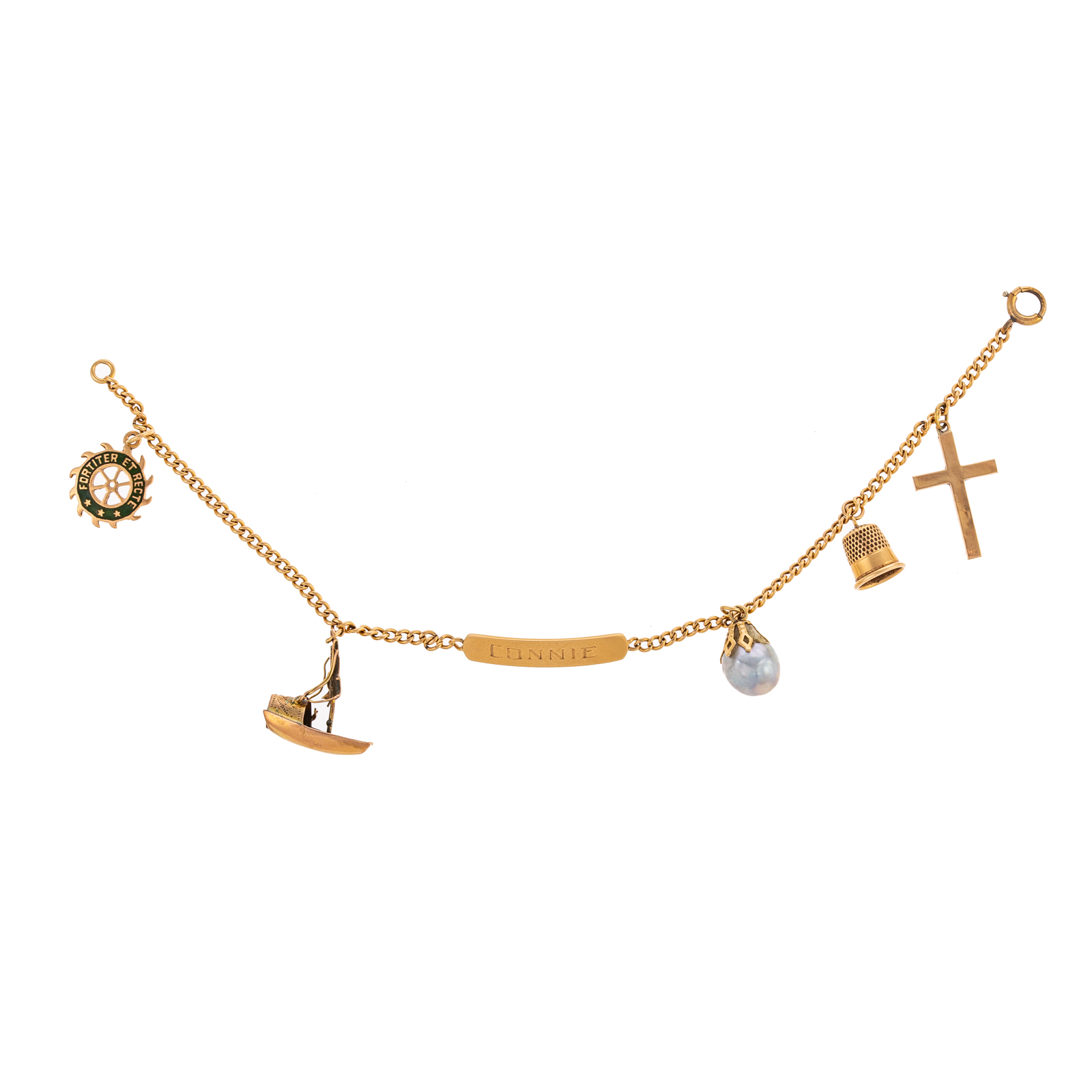 Appraisal: A K K YELLOW GOLD CHARM BRACELET K yellow gold