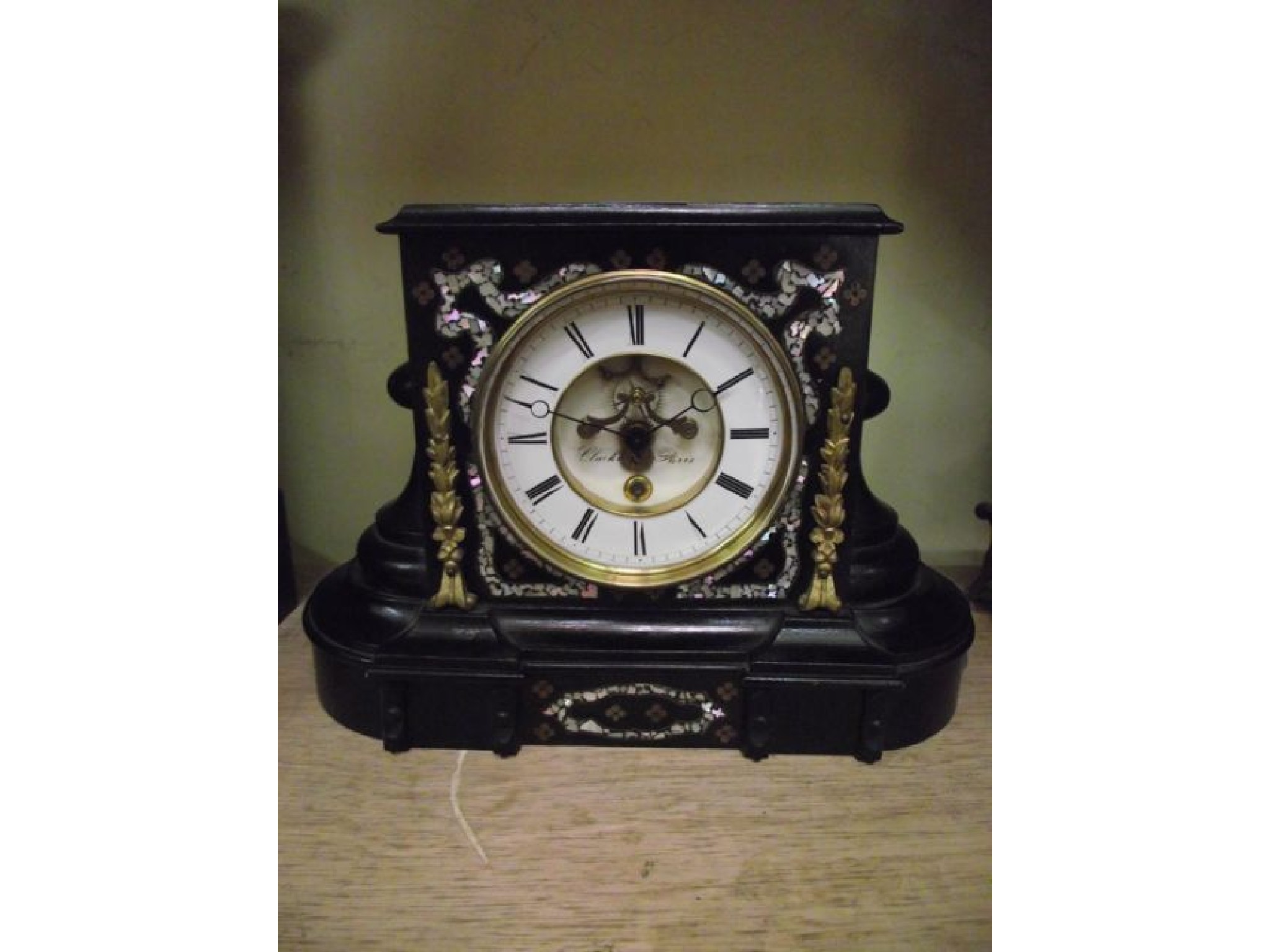 Appraisal: A th century French mantel clock the timber case inlaid