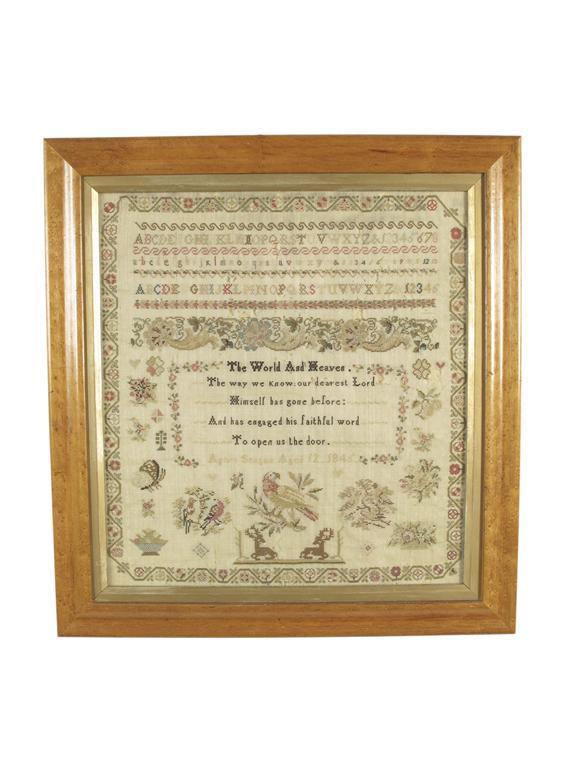 Appraisal: An early Victorian needlework sampler by Agnes Seagon