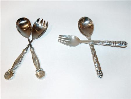 Appraisal: Georg Jensen Sterling Silver Salad Serving Fork and Spoon T