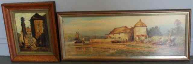 Appraisal: Art Lot Including One Watercolor and One Oil onPanel European