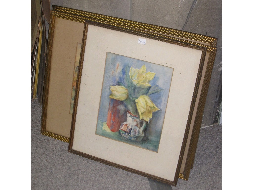 Appraisal: Pair of watercolour landscapes and a watercolour still life all