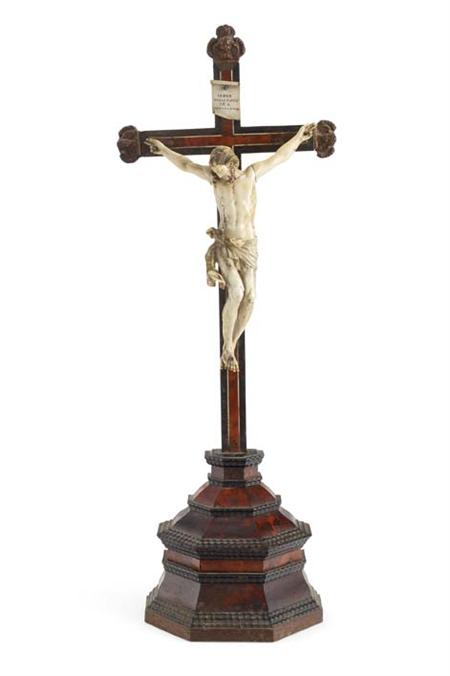 Appraisal: An th Century Spanish ivory and tortoiseshell veneered crucifix the