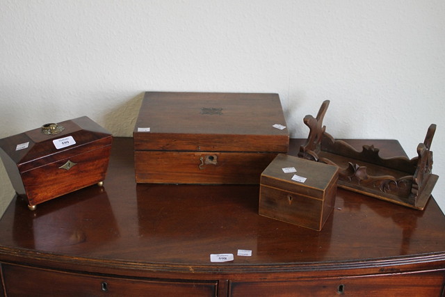 Appraisal: A VICTORIAN MAHOGANY TEA CADDY another a rosewood workbox and