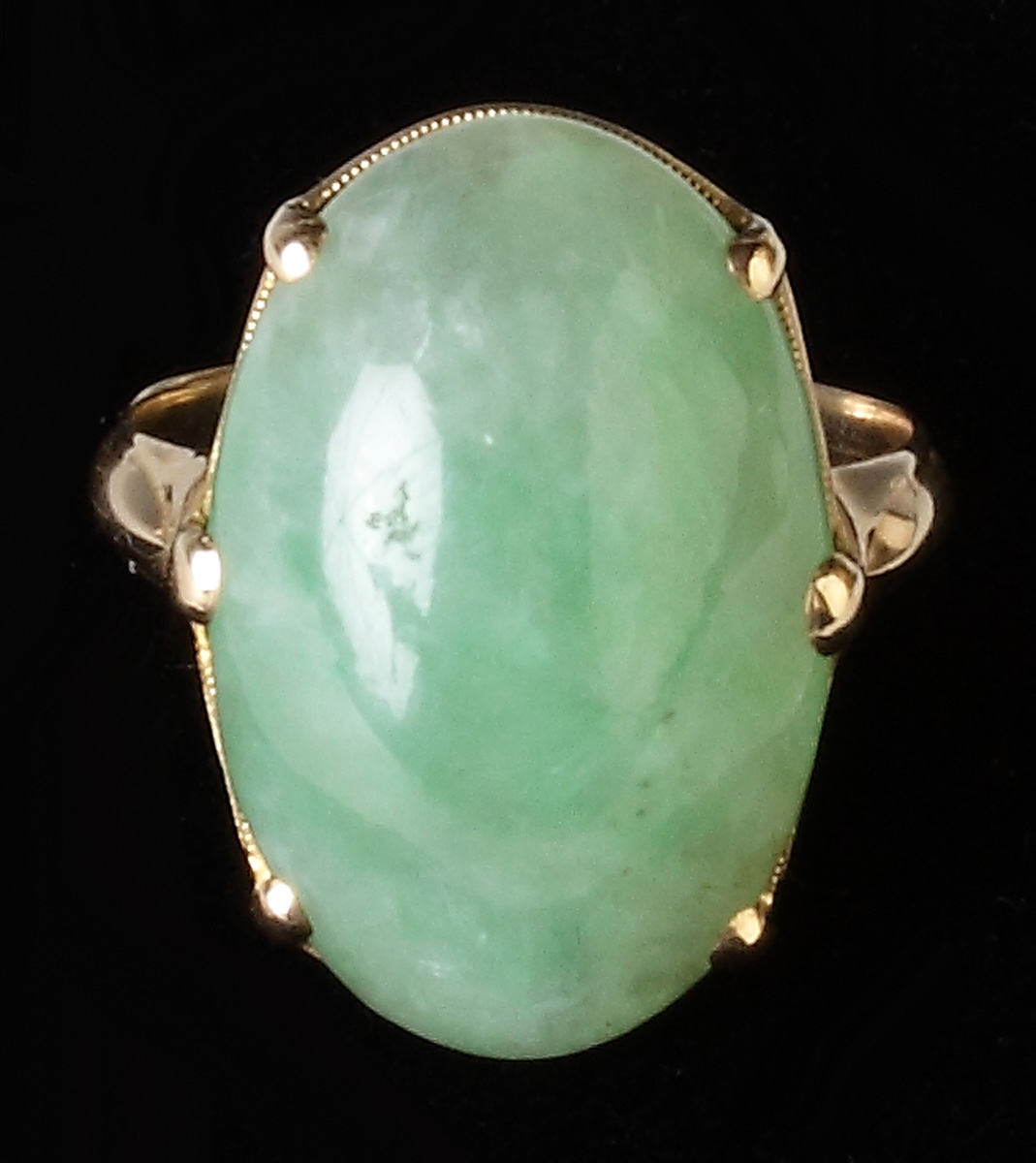 Appraisal: Vintage K Gold Jadeite Ring