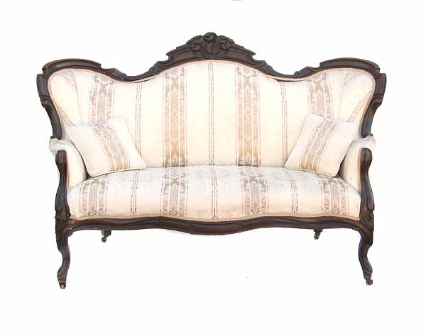 Appraisal: A Victorian upholstered settee losses restoration height in width ft