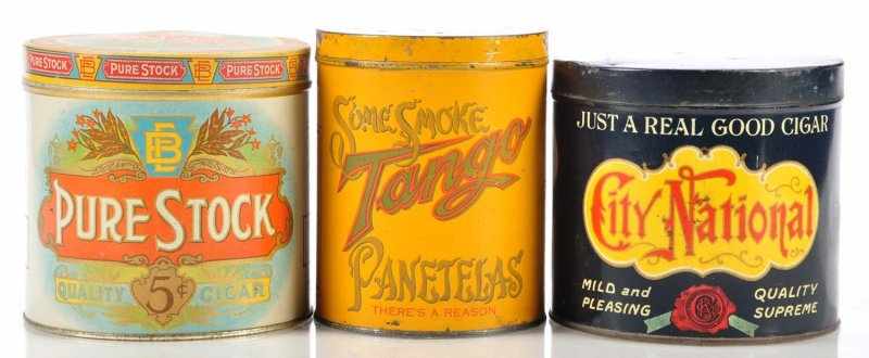 Appraisal: Lot of Cigar Tins Description Colorful lot includes Pure Stock