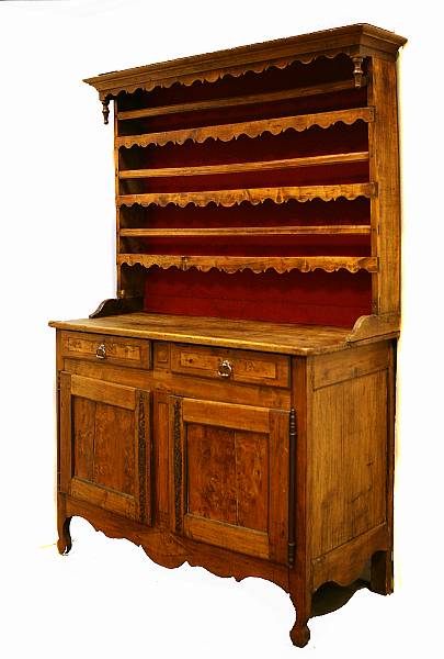 Appraisal: A Louis XV style provincial cabinet with hutch height ft