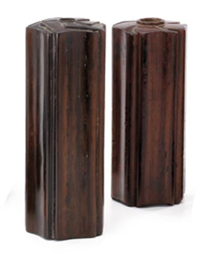 Appraisal: Two Chinese hardwood incense tool holders th and th century