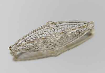 Appraisal: A Vintage Filigree Brooch k white gold filigree brooch Stamped