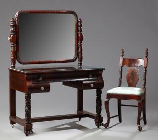 Appraisal: American Classical Revival Carved Mahogany Dressin American Classical Revival Carved