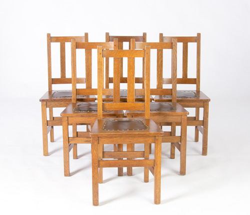 Appraisal: LIMBERT Set of six dining chairs with two vertical backslats