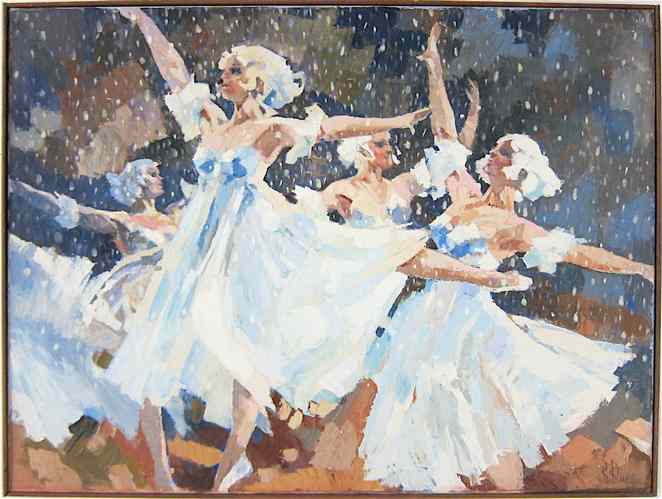 Appraisal: BOB BLUE OIL ON CANVAS Massachusetts - Swan Lake depicting