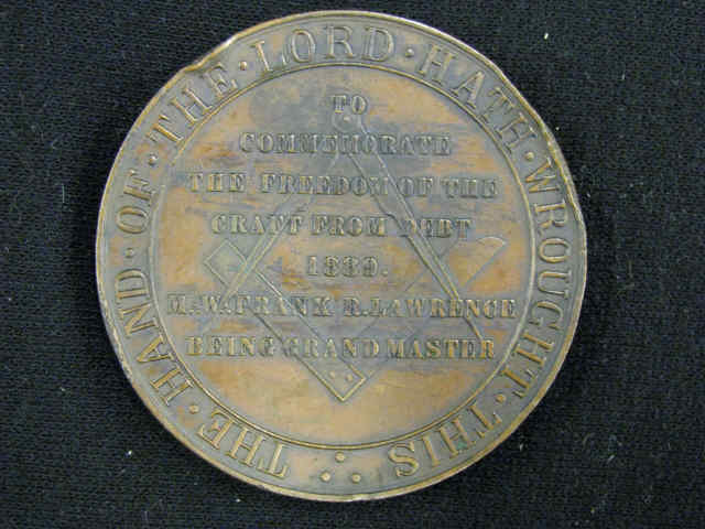 Appraisal: Masonic Bronze Medal Grand Lodge of New York