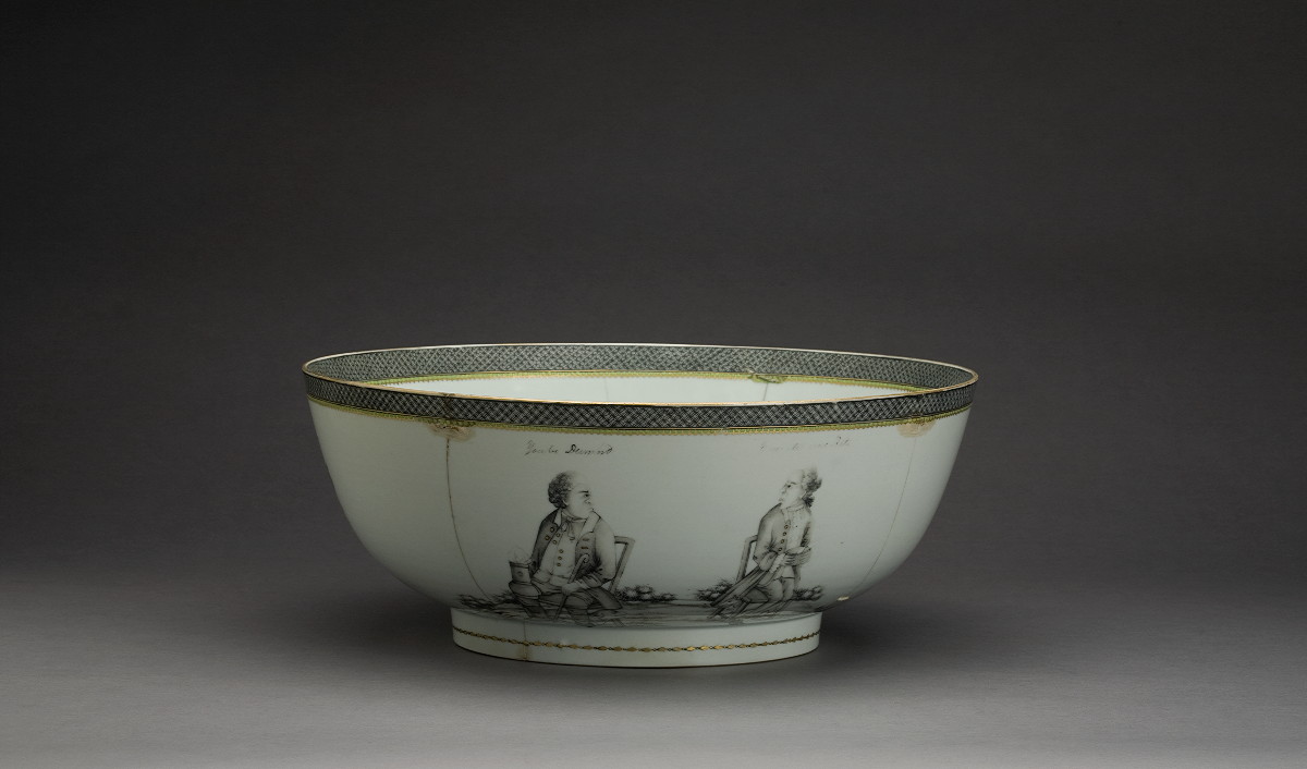 Appraisal: CHINESE EXPORT PORCELAIN SATIRICAL-SUBJECT PUNCH BOWL CIRCA - Painted in