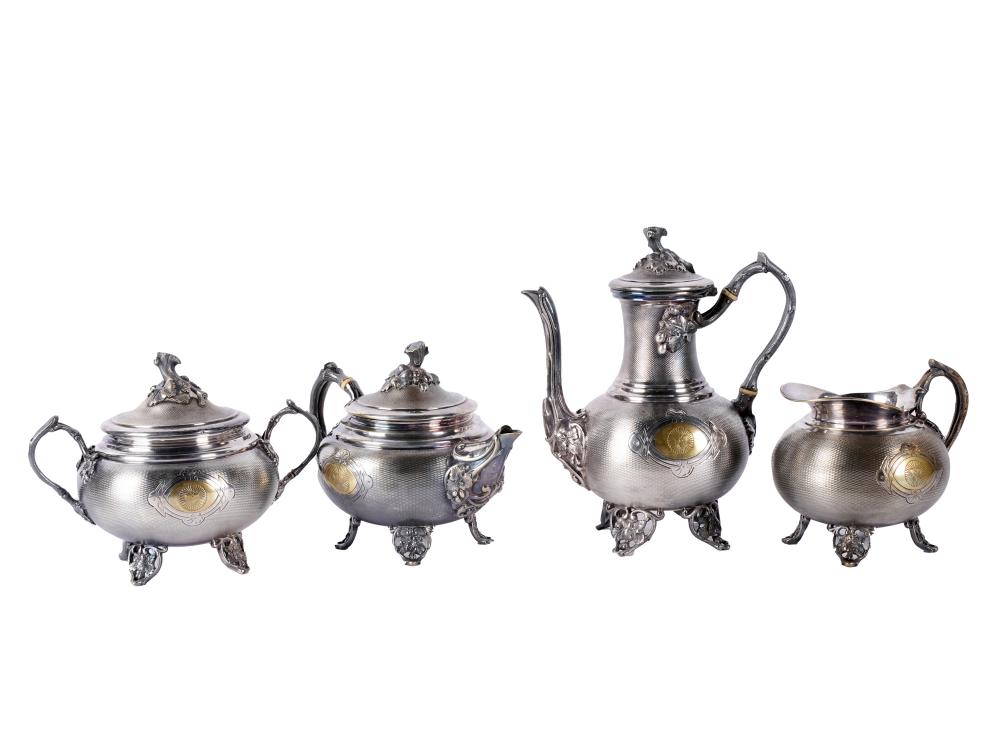 Appraisal: FRENCH SILVER-PLATE TEA SERVICECharles Halpern Paris - comprising a creamer