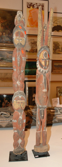 Appraisal: TWO WOOD CARVED TRIBAL FIGURES