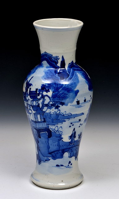 Appraisal: A CHINESE BLUE AND WHITE SMALL BALUSTER VASE painted with