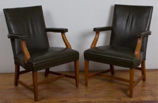 Appraisal: W H Gunlocke Leather Armchairs Pair Pair of leather W