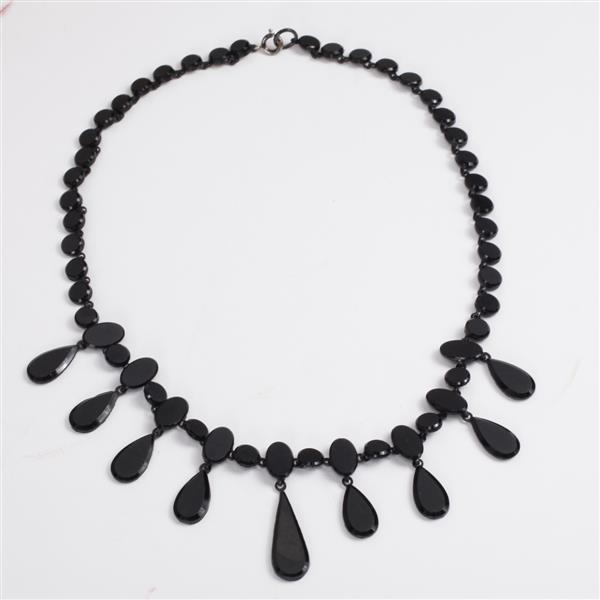 Appraisal: French Art Deco Black Jet Beaded Teardrop Necklace