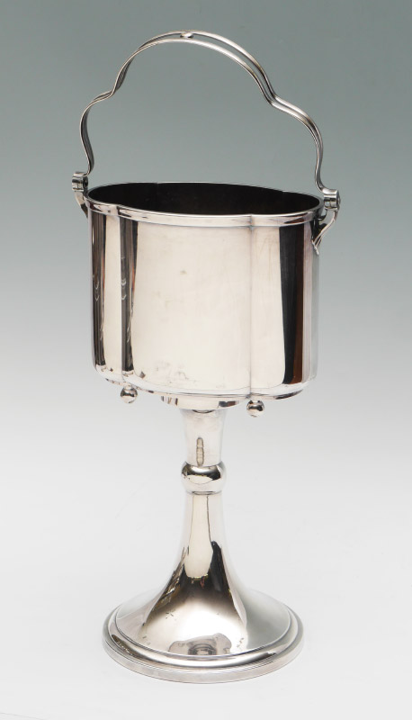 Appraisal: GERMAN SILVERPLATE CHAMPAGNE ICE BUCKET Removable shaped top with articulated