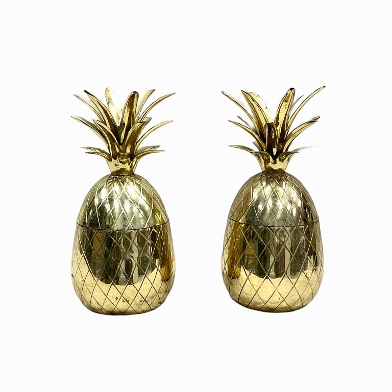 Appraisal: Pair of Brass Pineapple Jars Pair of Brass Pineapple Jars