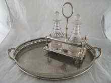 Appraisal: Silver plate A galleried oval tray x cm and a