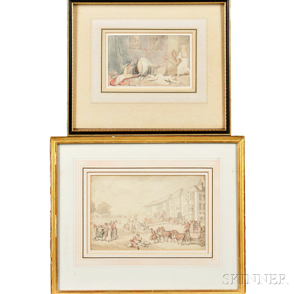 Appraisal: Attributed to Thomas Rolandson British - Two Framed Works on