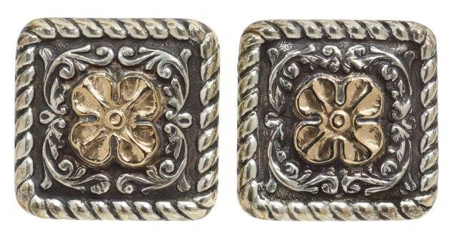 Appraisal: pair Western sterling silver and kt gold overlay concho cufflinks