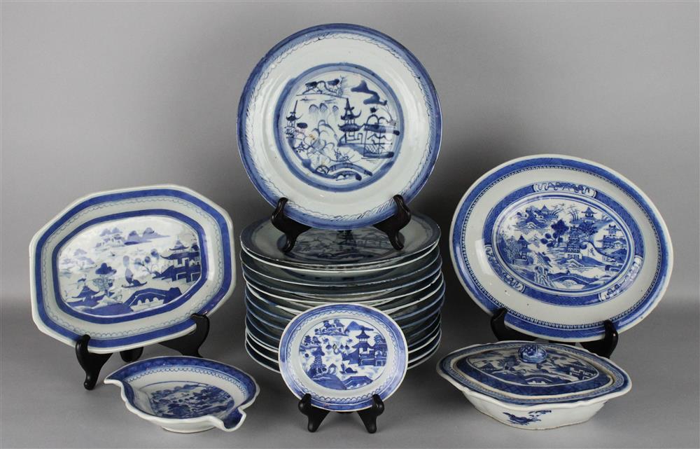 Appraisal: COLLECTION OF CHINESE CANTON BLUE AND WHITE WARES TH TH