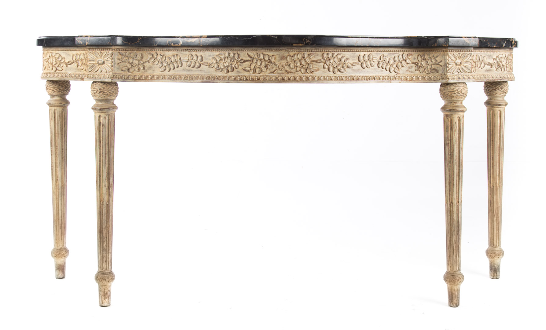 Appraisal: Regency style marble top console table th century shaped variegated