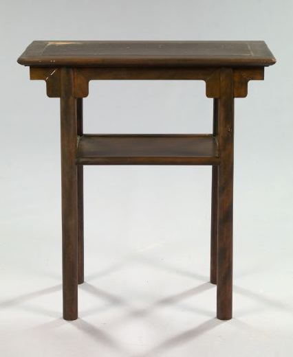 Appraisal: Chinese Provincial Stained Chestnut Tiered Side Table third quarter th