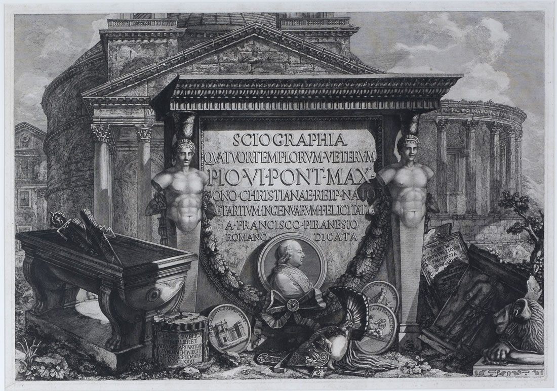 Appraisal: PIRANESI ENGRAVING ''Raccolta de Temptantical'' sight size is '' x