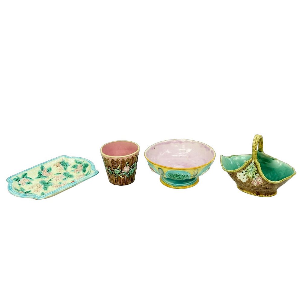 Appraisal: Four Pieces Majolica Four Pieces Vintage and Antique Majolica Lot