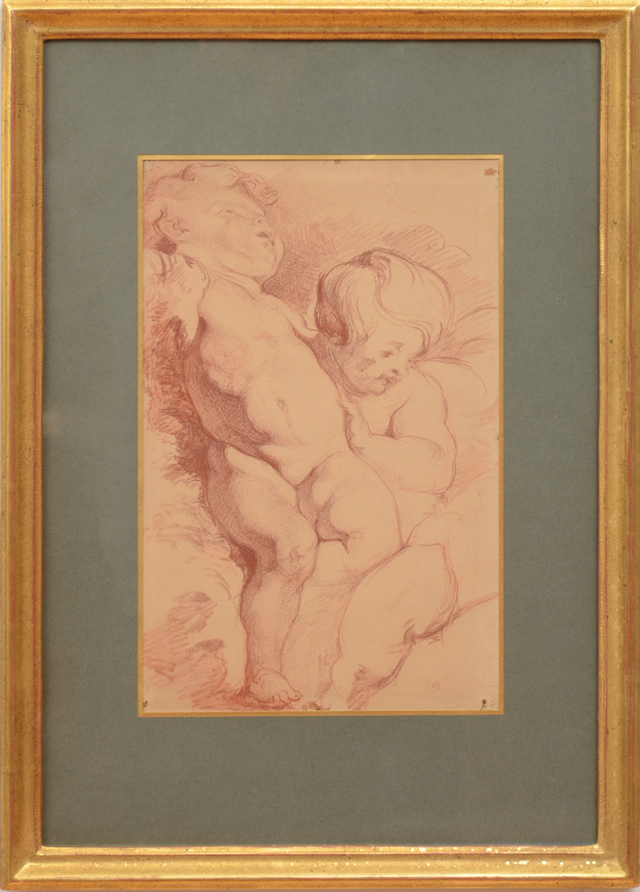 Appraisal: ATTRIBUTED TO EUG NE DELACROIX - TWO PUTTI AFTER RUBENS