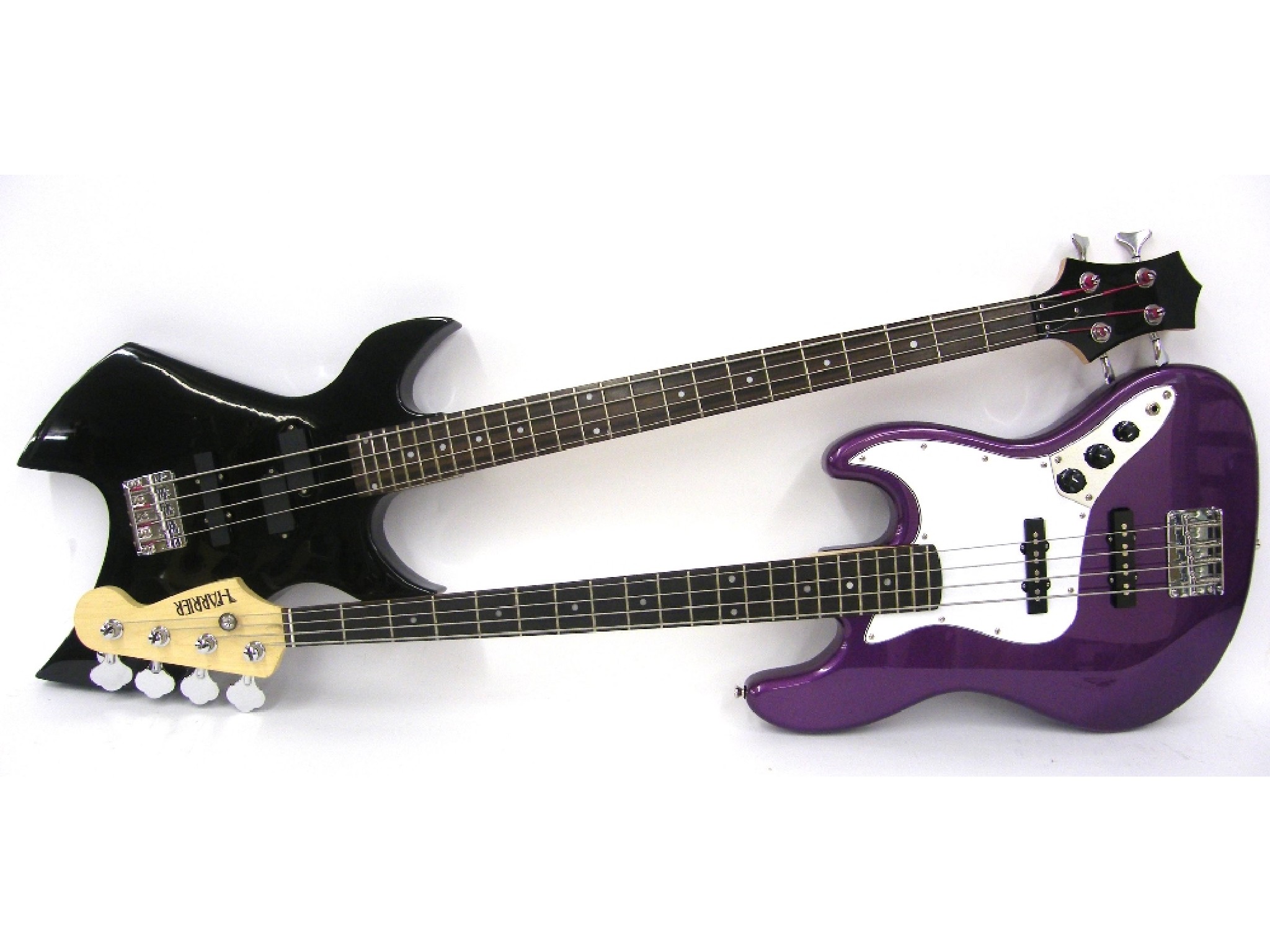 Appraisal: Harrier jazz style bass guitar metallic purple finish electrics in