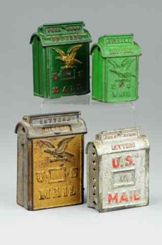 Appraisal: LOT OF MAIL BOX STILL BANKS All cast iron varying