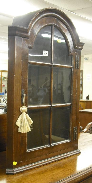 Appraisal: Small mahogany arched glazed corner cupboard with moulded cornice high