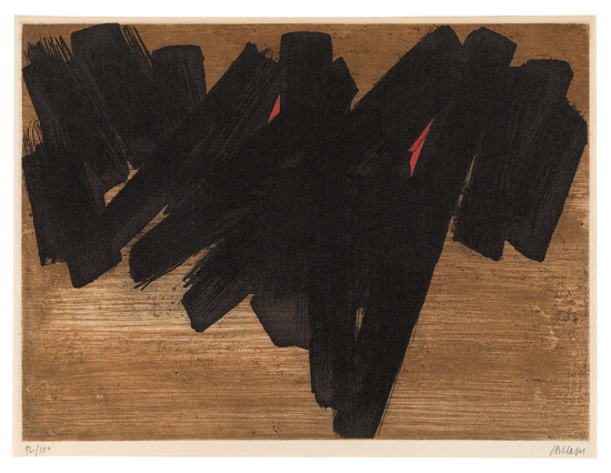 Appraisal: PIERRE SOULAGES Eau-forte No Color aquatint on v lin de