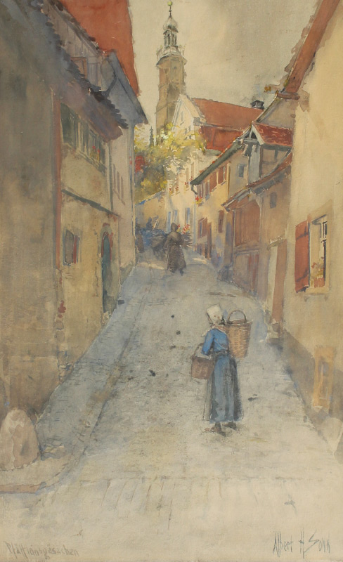 Appraisal: SONN Albert H American - Village Street Scene with Figures