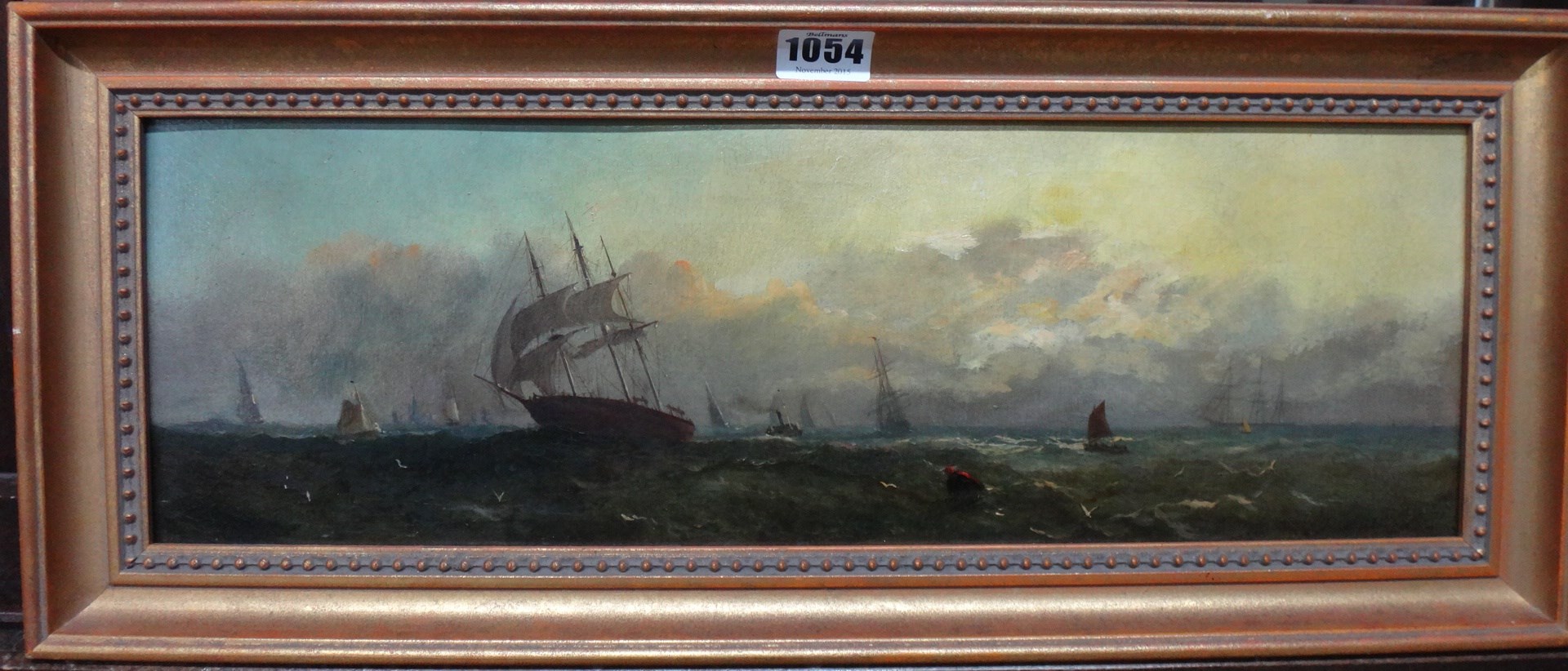 Appraisal: Adolphus Knell fl - Shipping at dusk oil on board