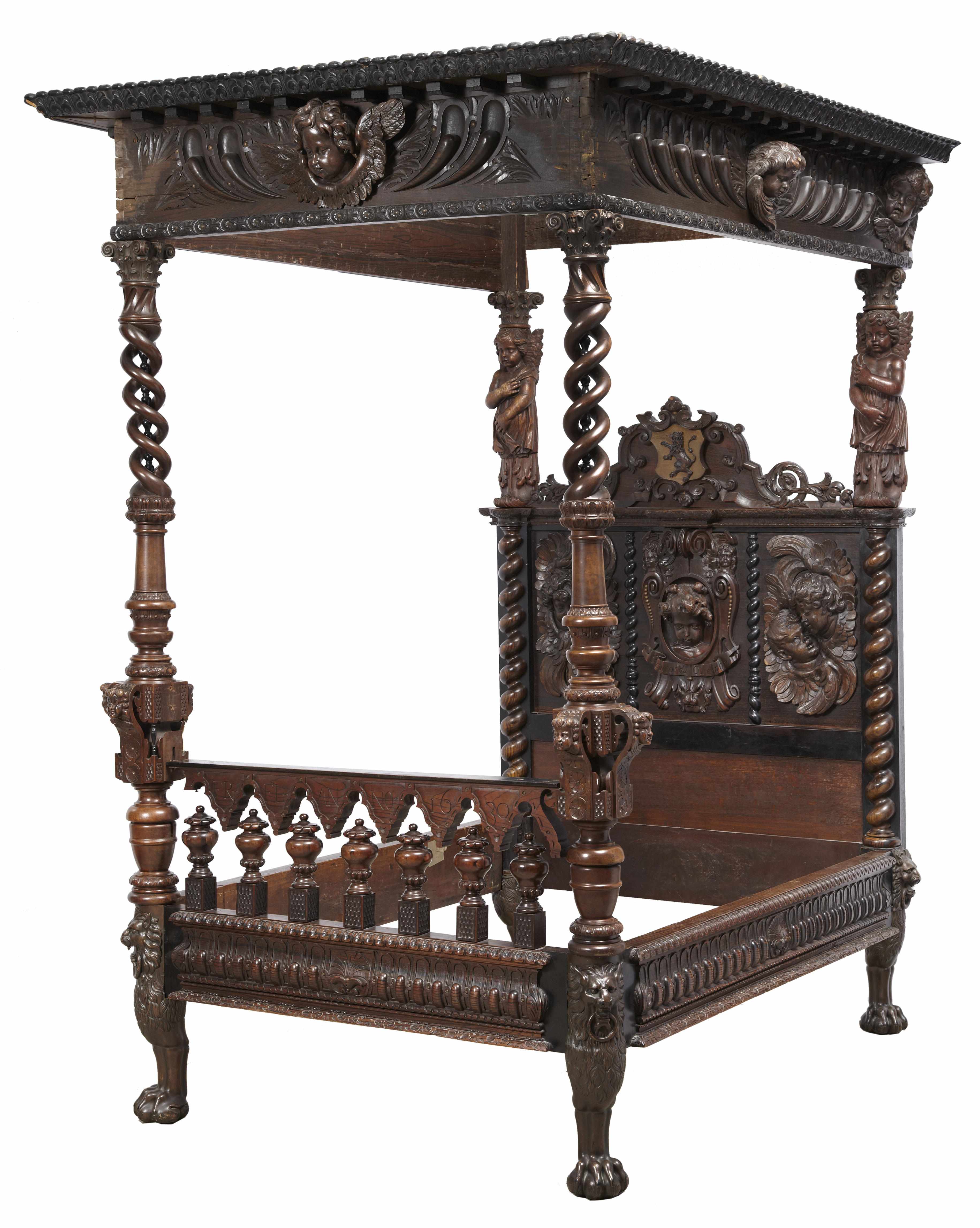 Appraisal: An Italian Baroque style carved rosewood and mixed wood four