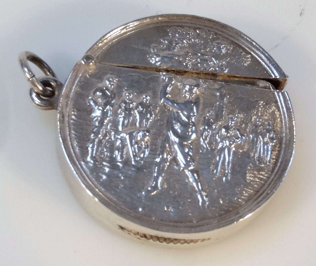 Appraisal: Golfing interest an Edwardian silver novelty vesta case by George