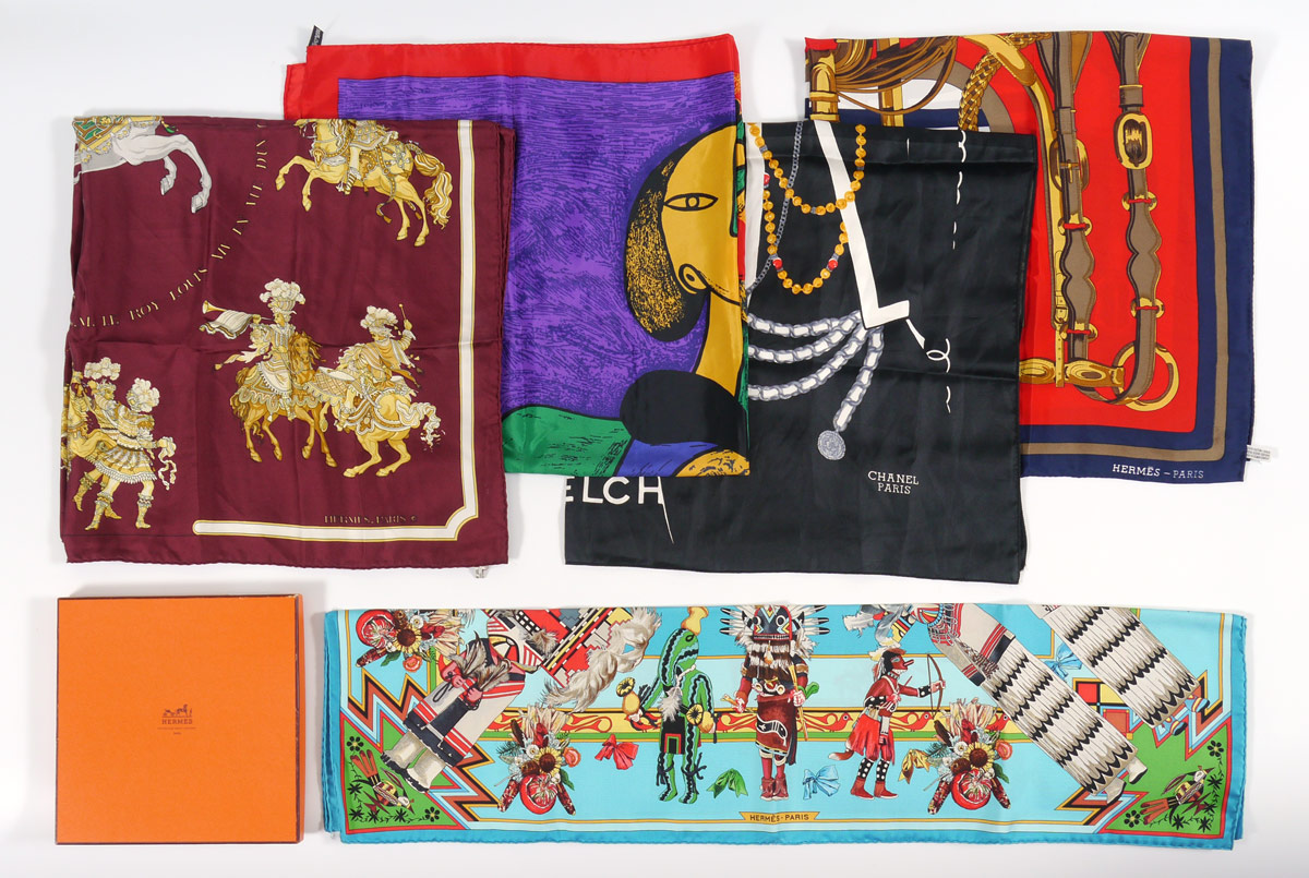 Appraisal: DESIGNER SCARVES INCL HERMES pieces total to include Hermes with