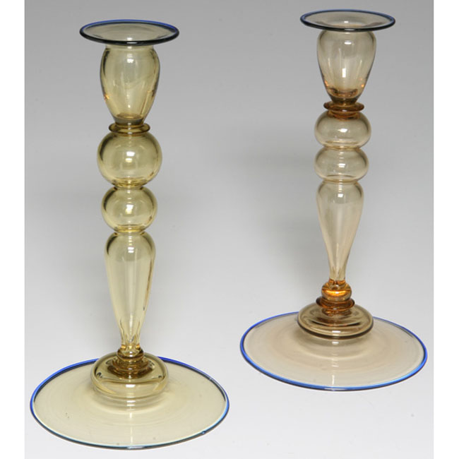 Appraisal: Steuben candlestick tall from with a blown-out stem in yellow