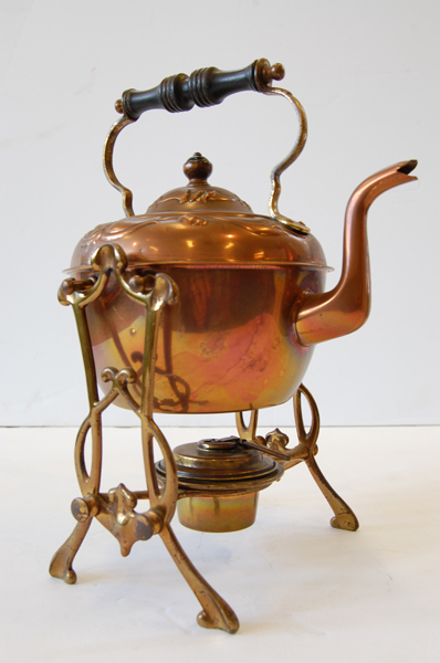 Appraisal: ART NOUVEAU COPPER AND BRASS KETTLE WARMER ON STAND