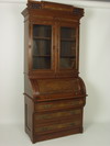 Appraisal: DESK - Victorian two part walnut cylinder desk circa H